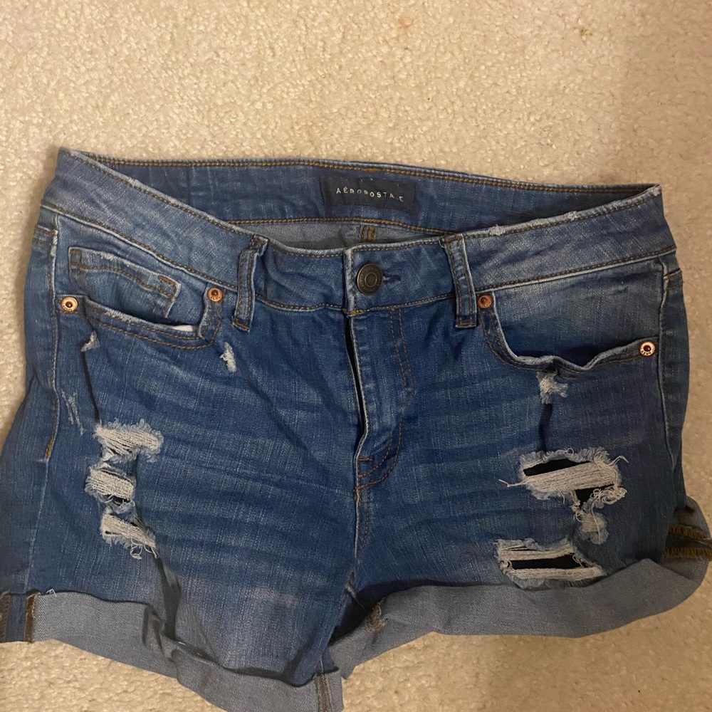 Aeropostale Blue Ripped Denim Shorts